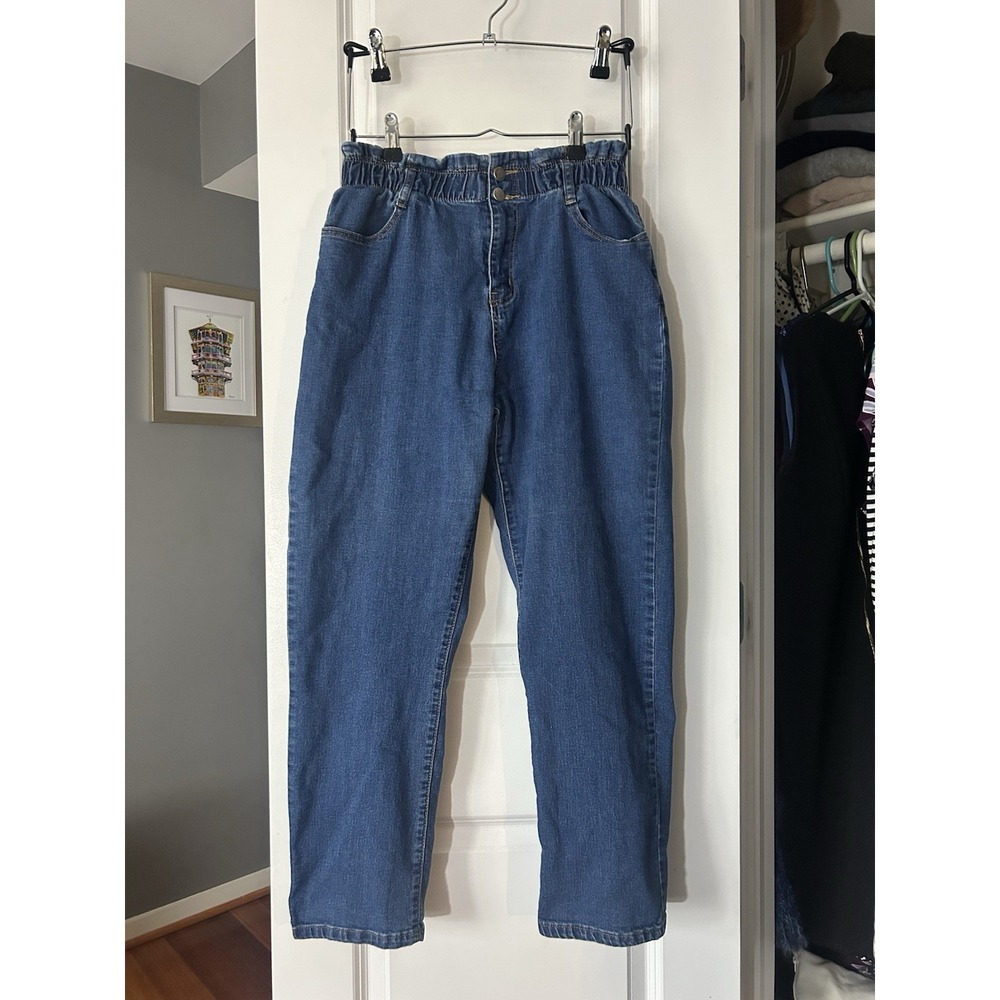 Aaron & Amber Baggy High Waist Mom Jeans Medium Wash Y2K Retro Size Large